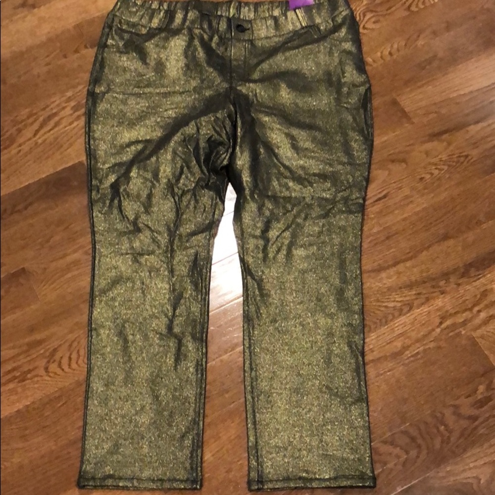 NWT LANE BRYANT SPARKLY GOLD LEGGINGS SZ 22